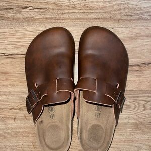 Project Cloud Genuine Leather Brown Leather Clogs